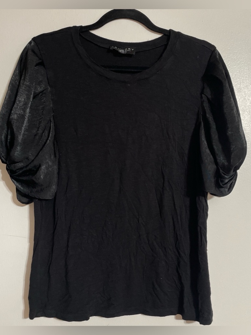 Laundry Black Puff-Sleeve Short Sleeve Top